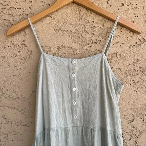 BaeVely Women's Seafoam Green Bohemian Button Tiered Long Maxi Dress Size Small - Picture 2 of 7